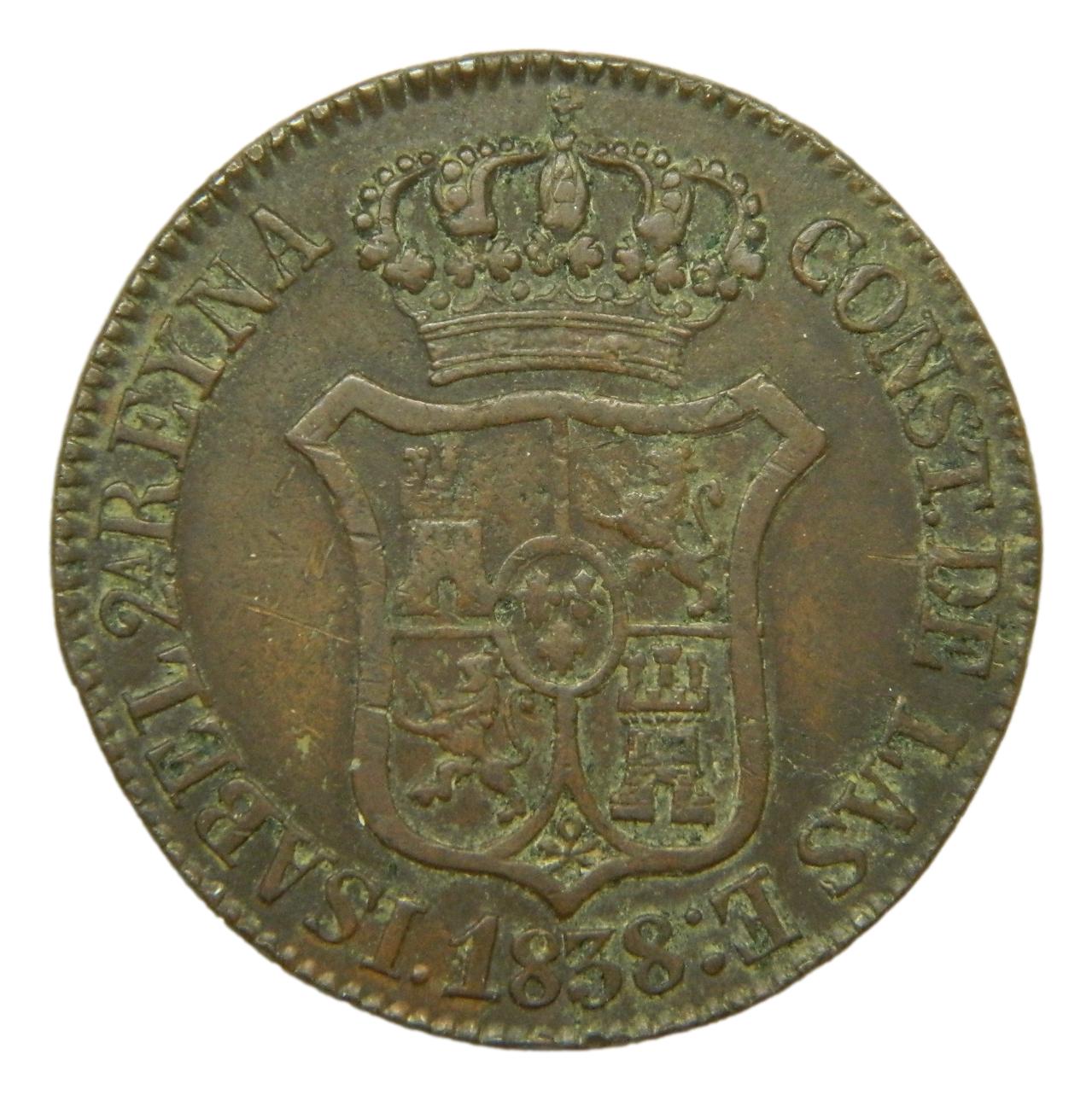 1838 - ISABEL II - 6 CUARTOS - CATALUÑA - MBC