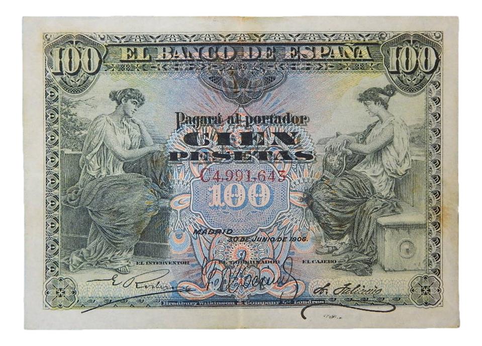 1906 - ESPAÑA - BILLETE - 100 PESETAS - MBC-