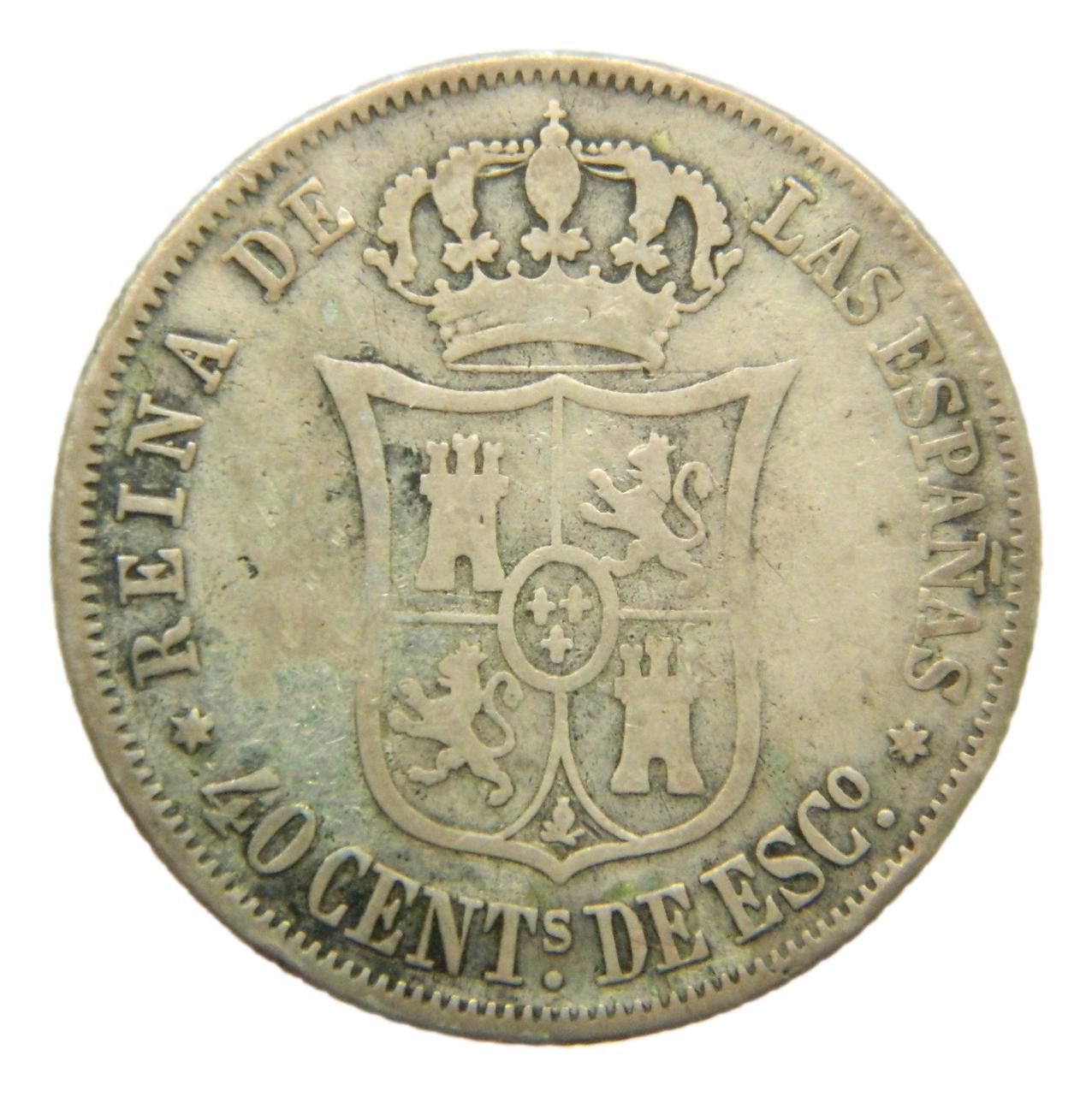 1867 - ISABEL II - 40 CENTIMOS DE ESCUDO - MADRID - BC+