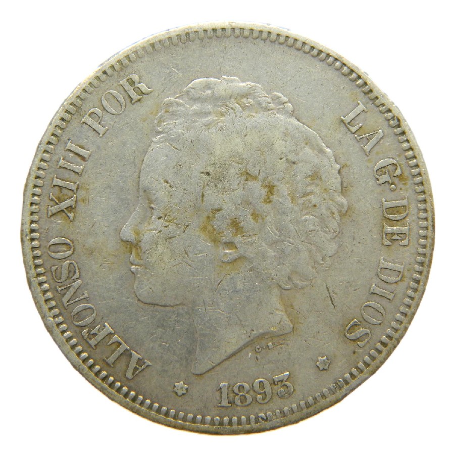 1893 *18-93 - ALFONSO XIII - 5 PESETAS - PGV - BC-