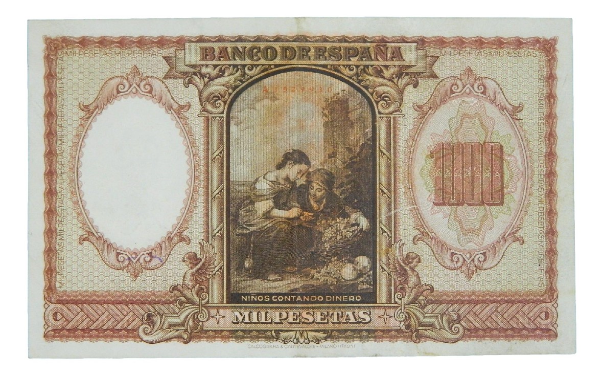 1940 - ESPAÑA - BILLETE - 1000 PESETAS - BARTOLOME MURILLO - DESCOLORIDO - BC+