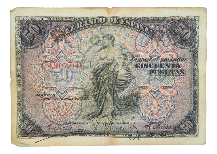 1906 - ESPAÑA - 50 PESETAS - BILLETE - MADRID - BC-