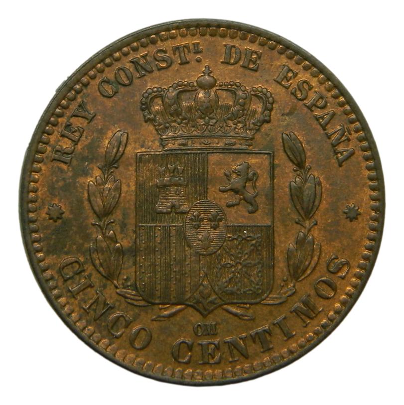 1877 OM - ALFONSO XII - 5 CENTIMOS - SC