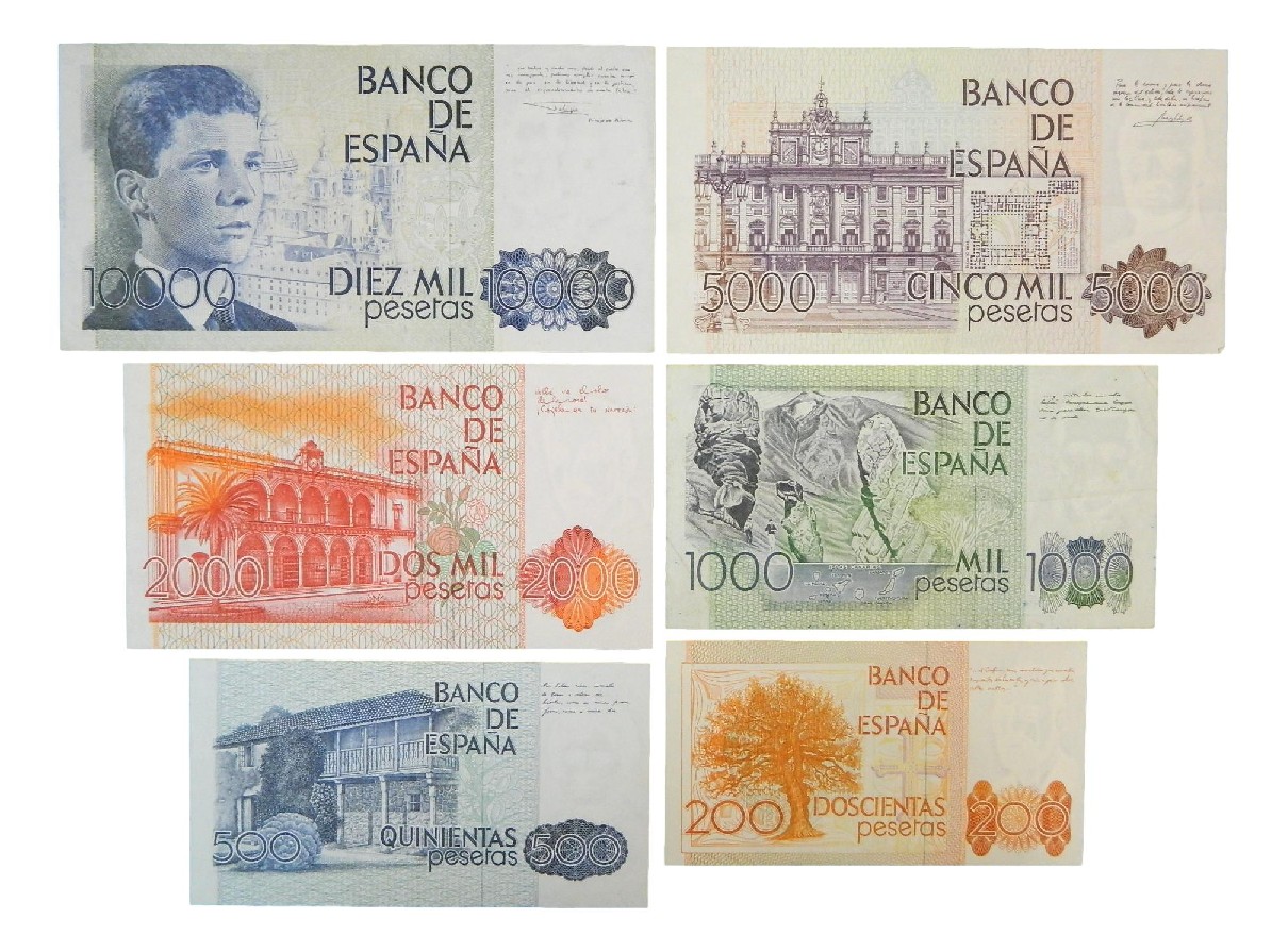 1979 - 1985 - ESPAÑA - LOTE 6 BILLETES - PESETAS -