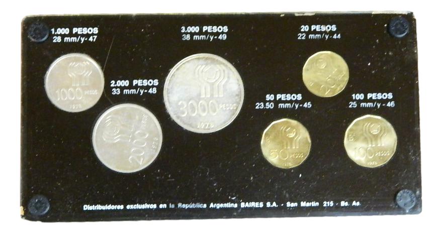 1978 - ARGENTINA - SET 6 MONEDAS - PESOS - MUNDIAL FUTBOL - ESTUCHE