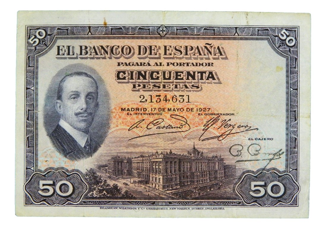 1927 - ESPAÑA - BILLETE - 50 PESETAS - SIN SELLO - MBC