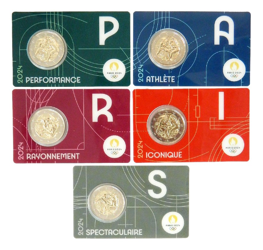 2024 - FRANCIA - 2 EURO - JUEGOS OLIMPICOS - 5 COINCARDS