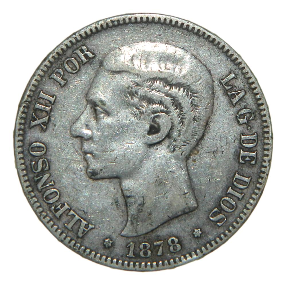 1878 - ALFONSO XII - 5 PESETAS - DEM - PLATA