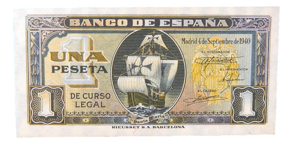 1940 - ESPAÑA - BILLETE - 1 PESETA - SANTA MARIA - EBC+