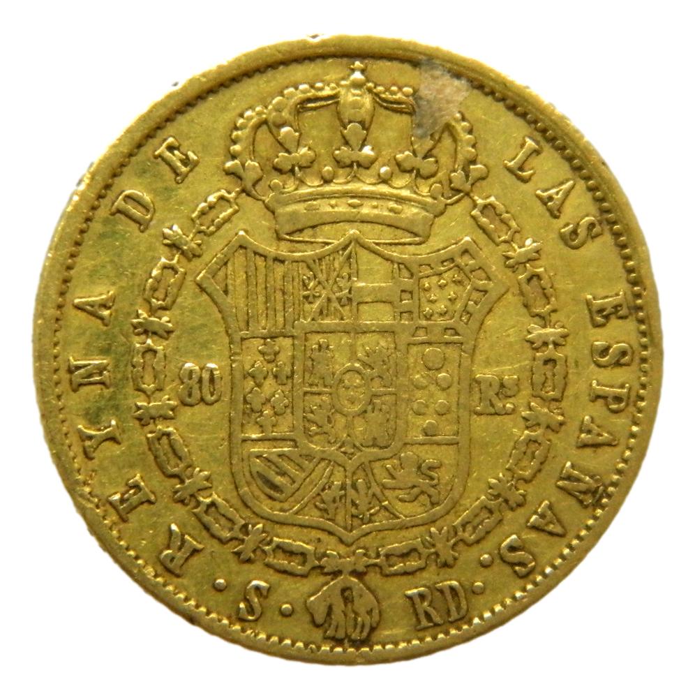 1844 RD - ISABEL II - 80 REALES - SEVILLA - BC