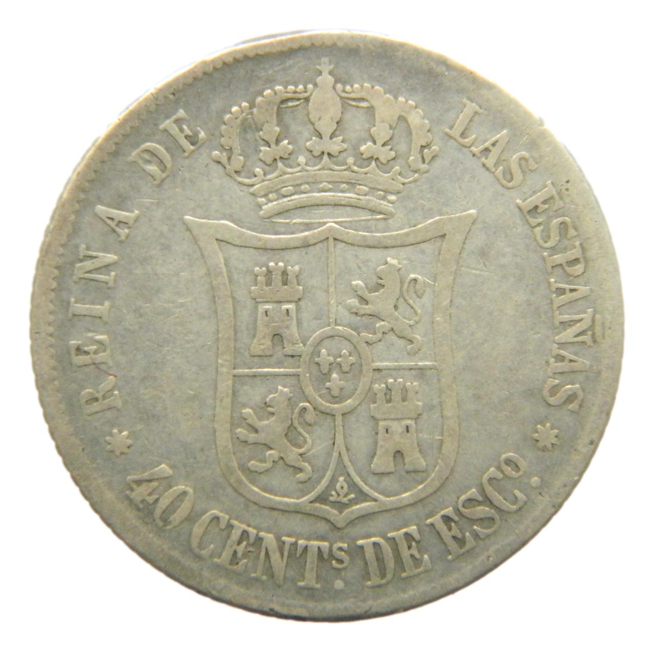 1865 - ISABEL II - 40 CENTIMOS DE ESCUDO - SEVILLA - BC