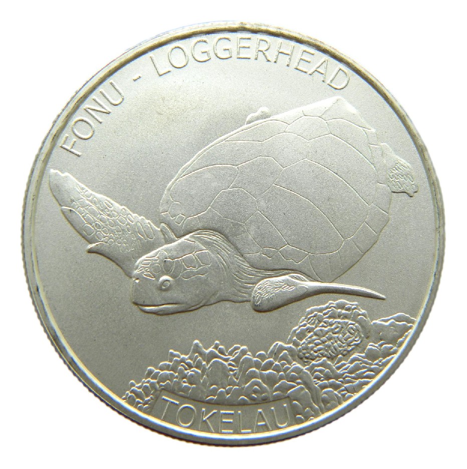2019 - TOKELAU - ONZA PLATA - 5 DOLLARS - TORTUGA MARINA