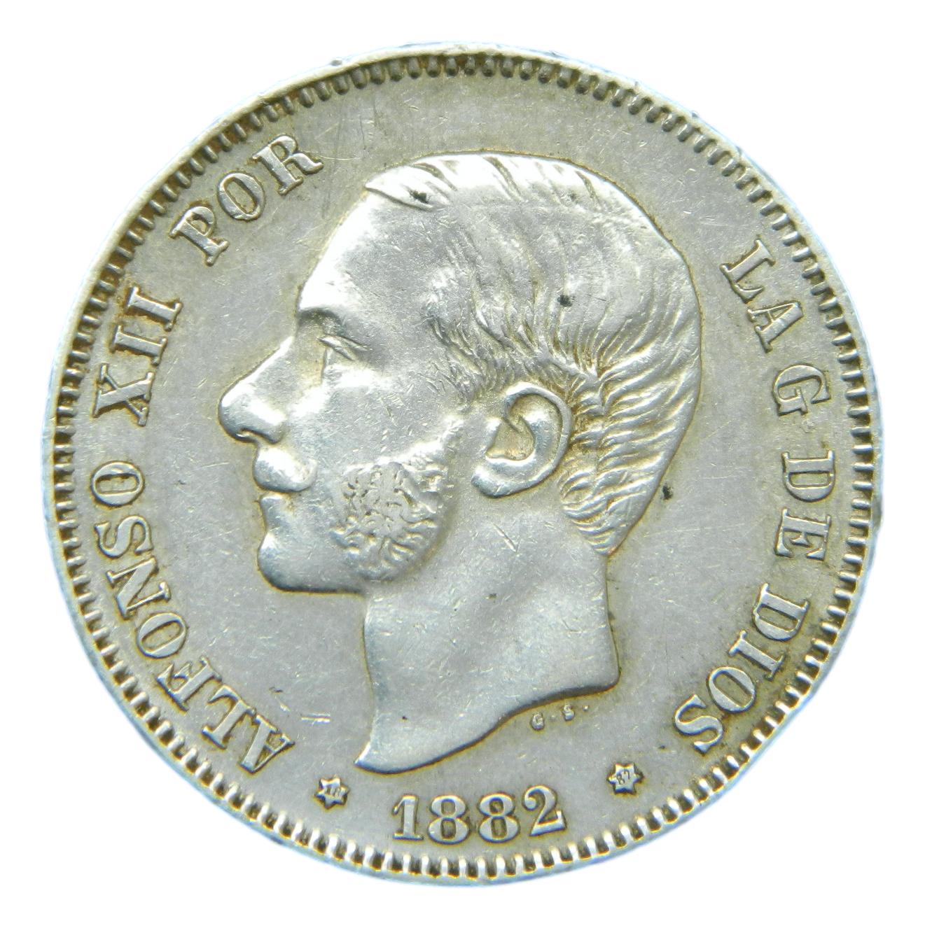 1882 *18-82 - ALFONSO XII - 2 PESETAS - MADRID - MSM