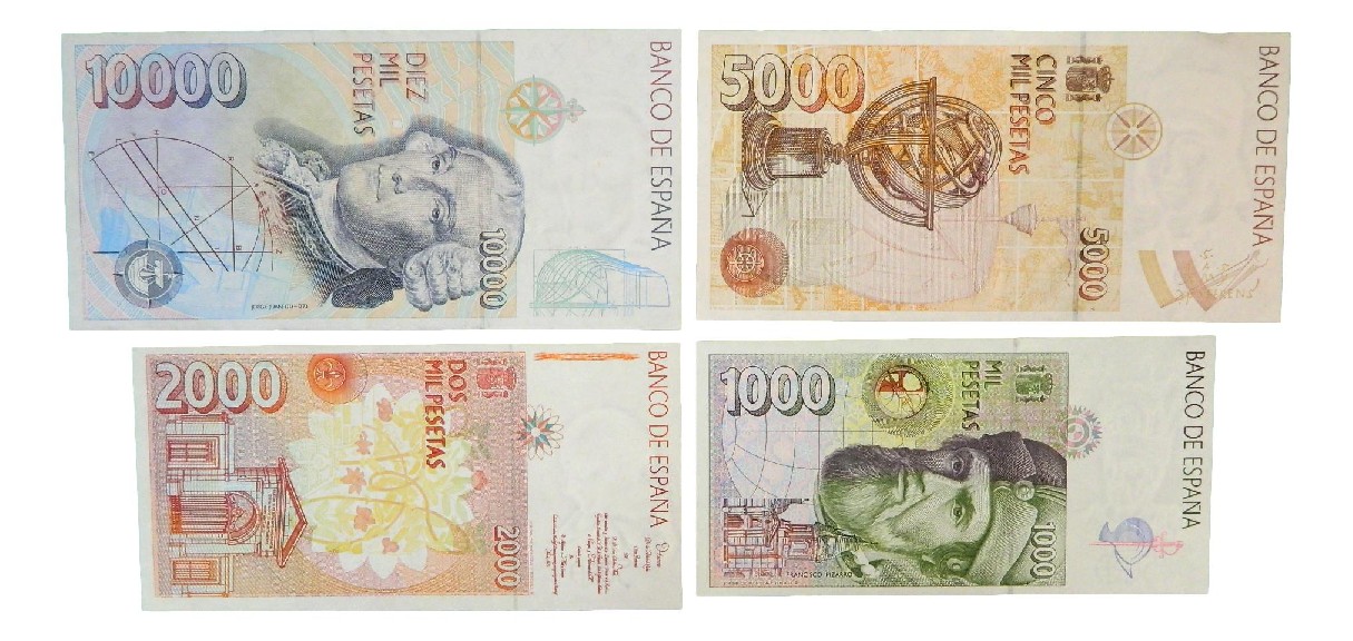 1992 - ESPAÑA - SERIE 4 BILLETES - 1000 , 5000, 10000 PESETAS - MBC - EBC