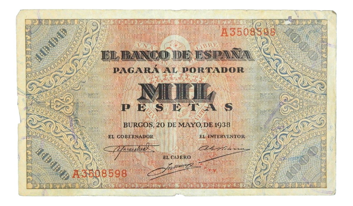 1938 - ESPAÑA - BILLETE -1000 PESETAS - BURGOS - BC