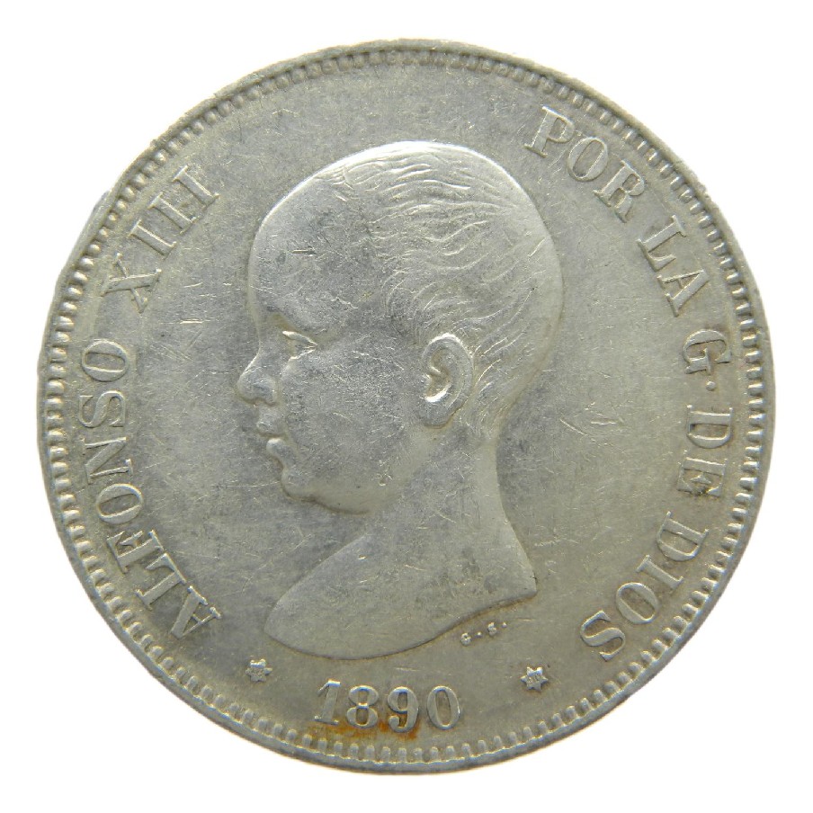 1890 * 18-90 - ALFONSO XIII - 5 PESETAS - MPM - MBC