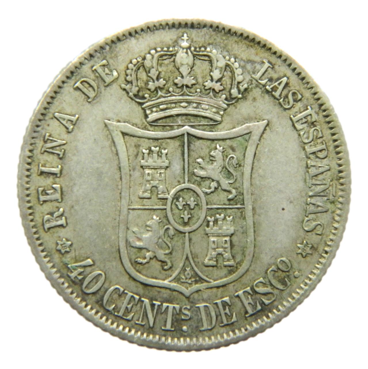 1868 *18-68 - ISABEL II - 40 CENTIMOS DE ESCUDO - MADRID - MBC