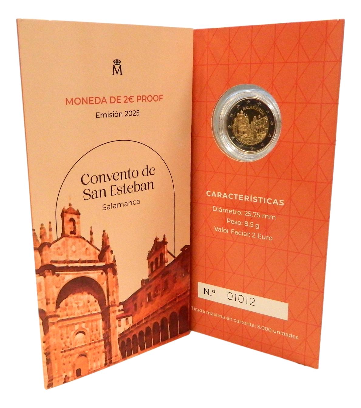 2025 - ESPAÑA - 2 EURO - SALAMANCA - CONVENTO DE SAN ESTEBAN - PROOF