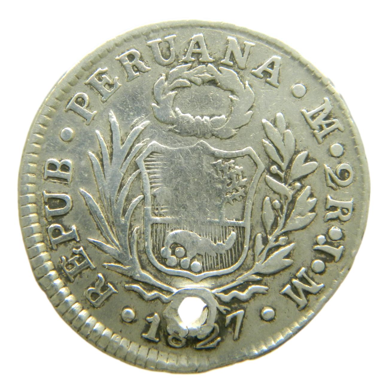1827 JM - PERU - 2 REALES - PLATA