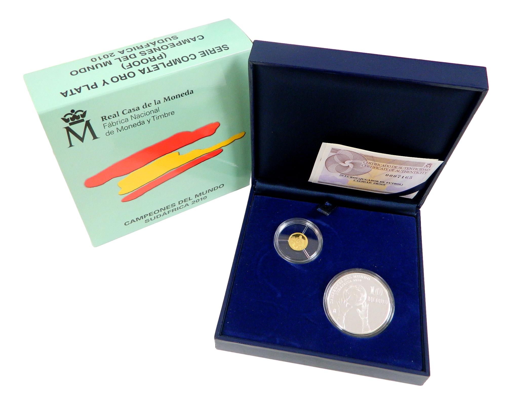 2010 - ESPAÑA - COLECCION ORO Y PLATA - 10 Y 20 EURO - CAMPEONES DEL MUNDO - SUDAFRICA 2010