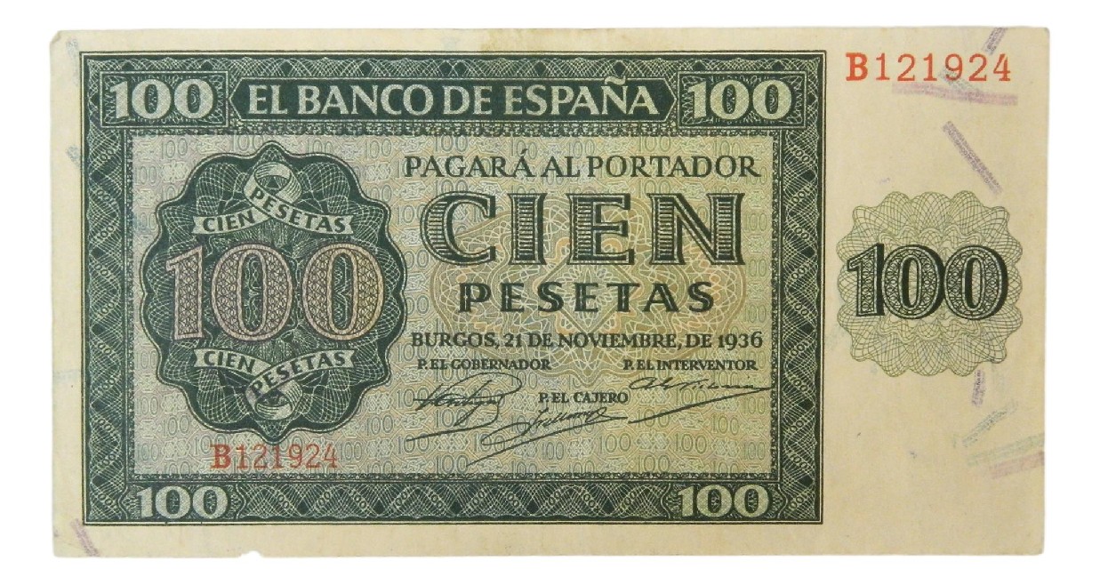 1936 - ESPAÑA - BILLETE - 100 PESETAS - BURGOS - BC