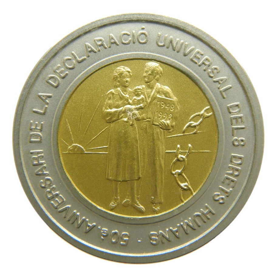1998 - ANDORRA - 20 DINERS - DERECHOS HUMANOS - ORO