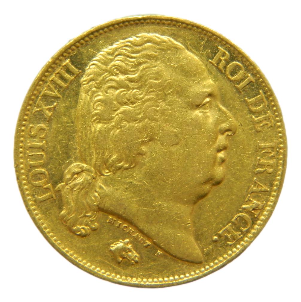 1817 A - FRANCIA - 20 FRANCS - LOUIS XVIII - ORO
