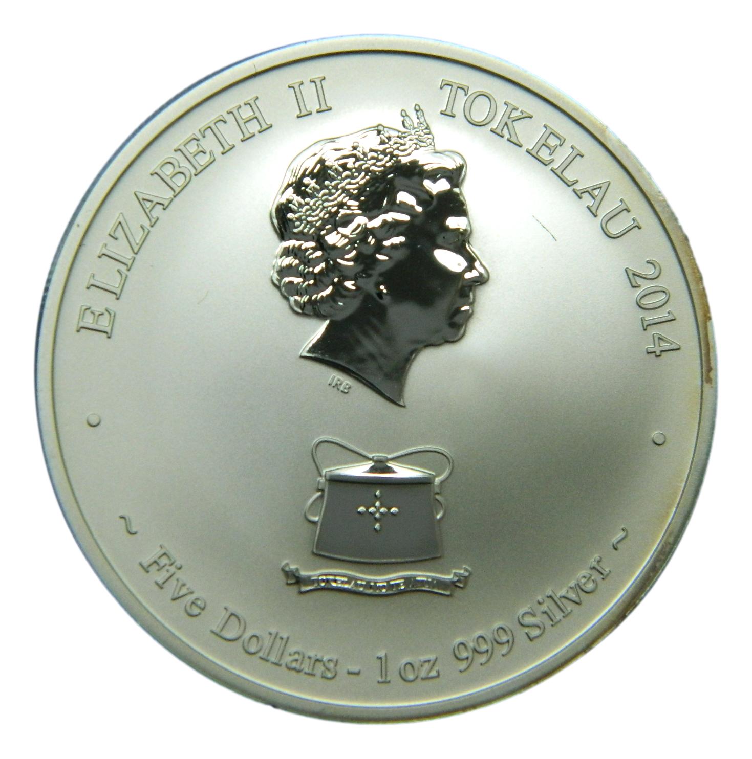 2014 - TOKELAU - 5 DOLLARS - ONZA PLATA 999 - UNICORNIO