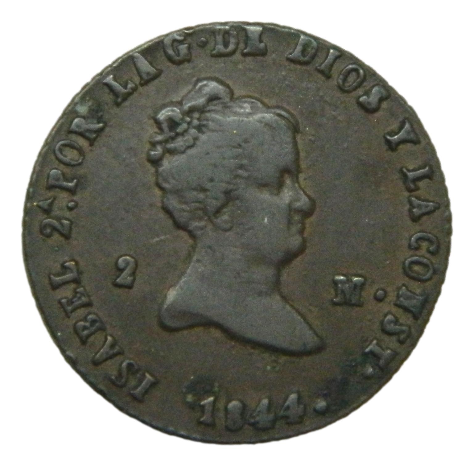 1844 - ISABEL II - 2 MARAVEDIS - SEGOVIA - MBC+