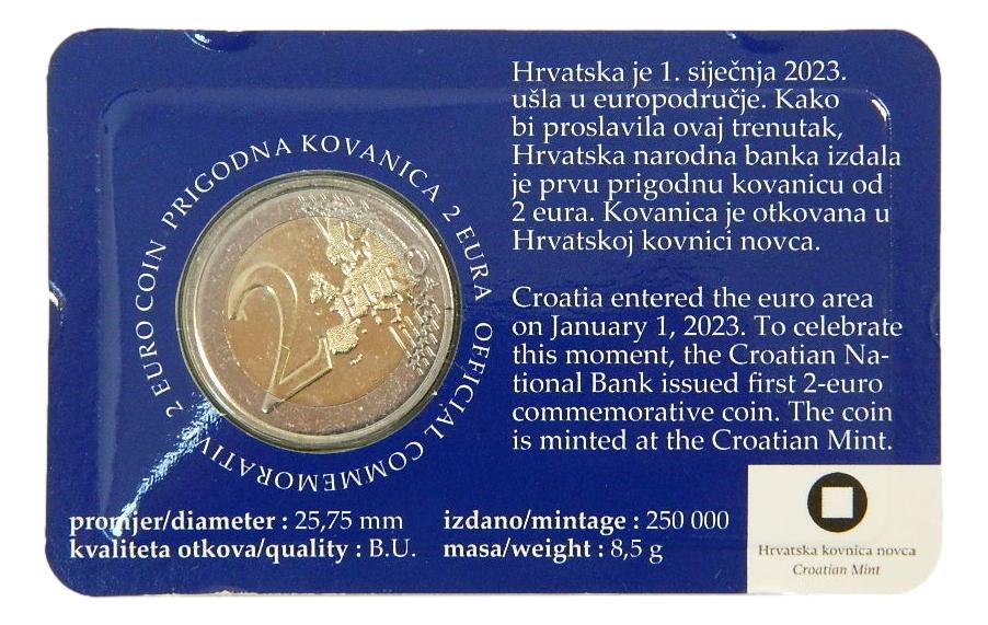 2023 - CROACIA - 2 EURO - INTRODUCCION EURO - COINCARD