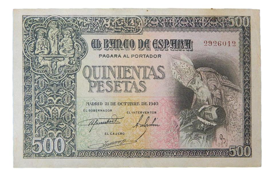 1940 - ESPAÑA - BILLETE - 500 PESETAS - CONDE ORGAZ - BC+