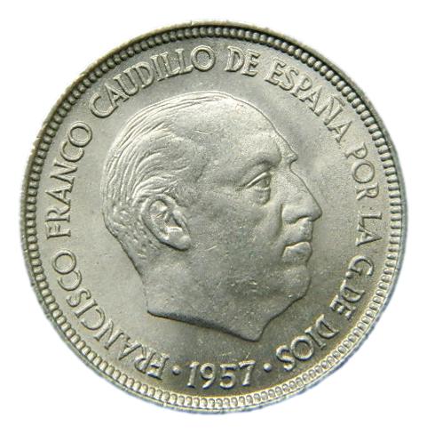 1957 *60 - FRANCO - 5 PESETAS - SC