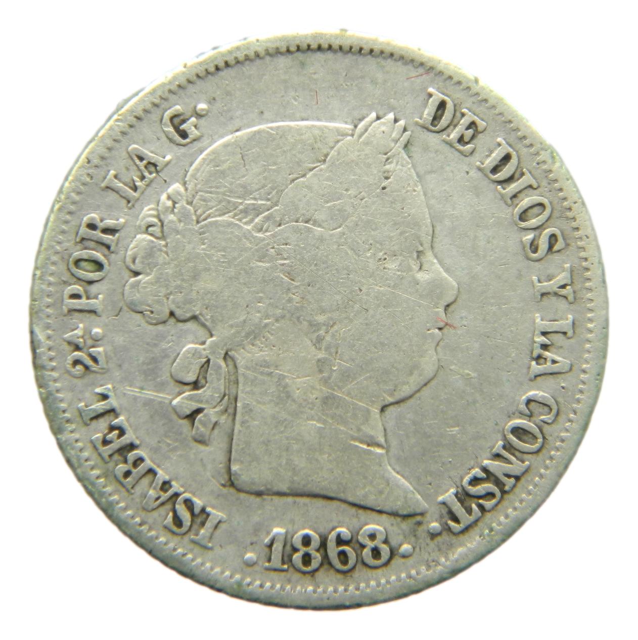 1868 *6-8 - ISABEL II - 20 CENTIMOS DE ESCUDO - MADRID - BC