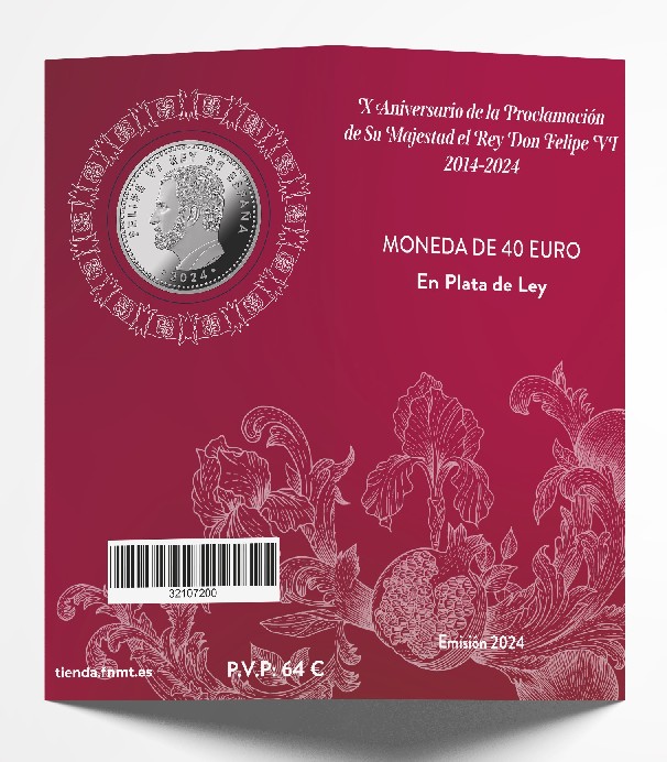 2024 - ESPAÑA - 40 EURO - X ANIVERSARIO DE LA PROCLAMACION - CARTERA