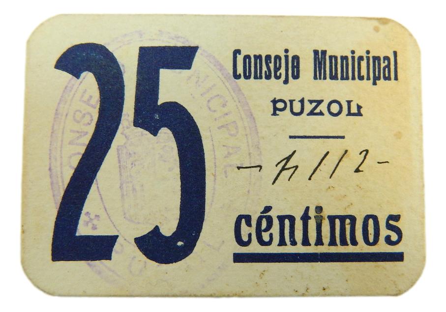 PUZOL - BILLETE - 25 CENTIMOS - AGB 1208 A - SC