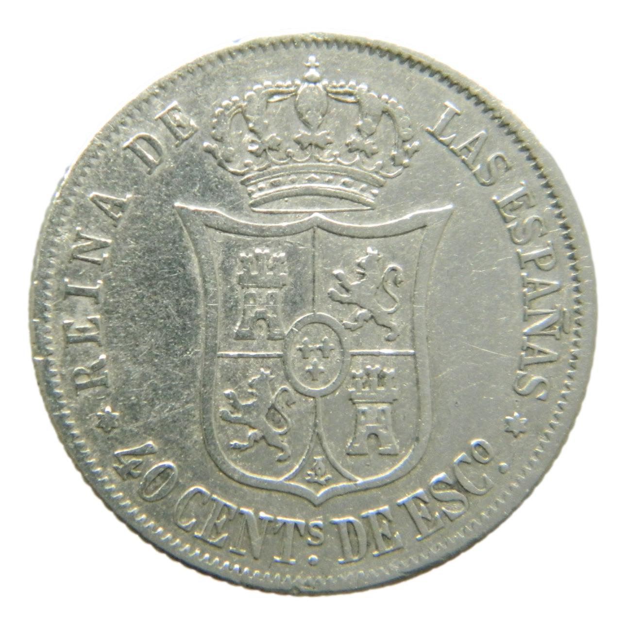 1867 - ISABEL II - 40 CENTIMOS DE ESCUDO - MADRID - MBC