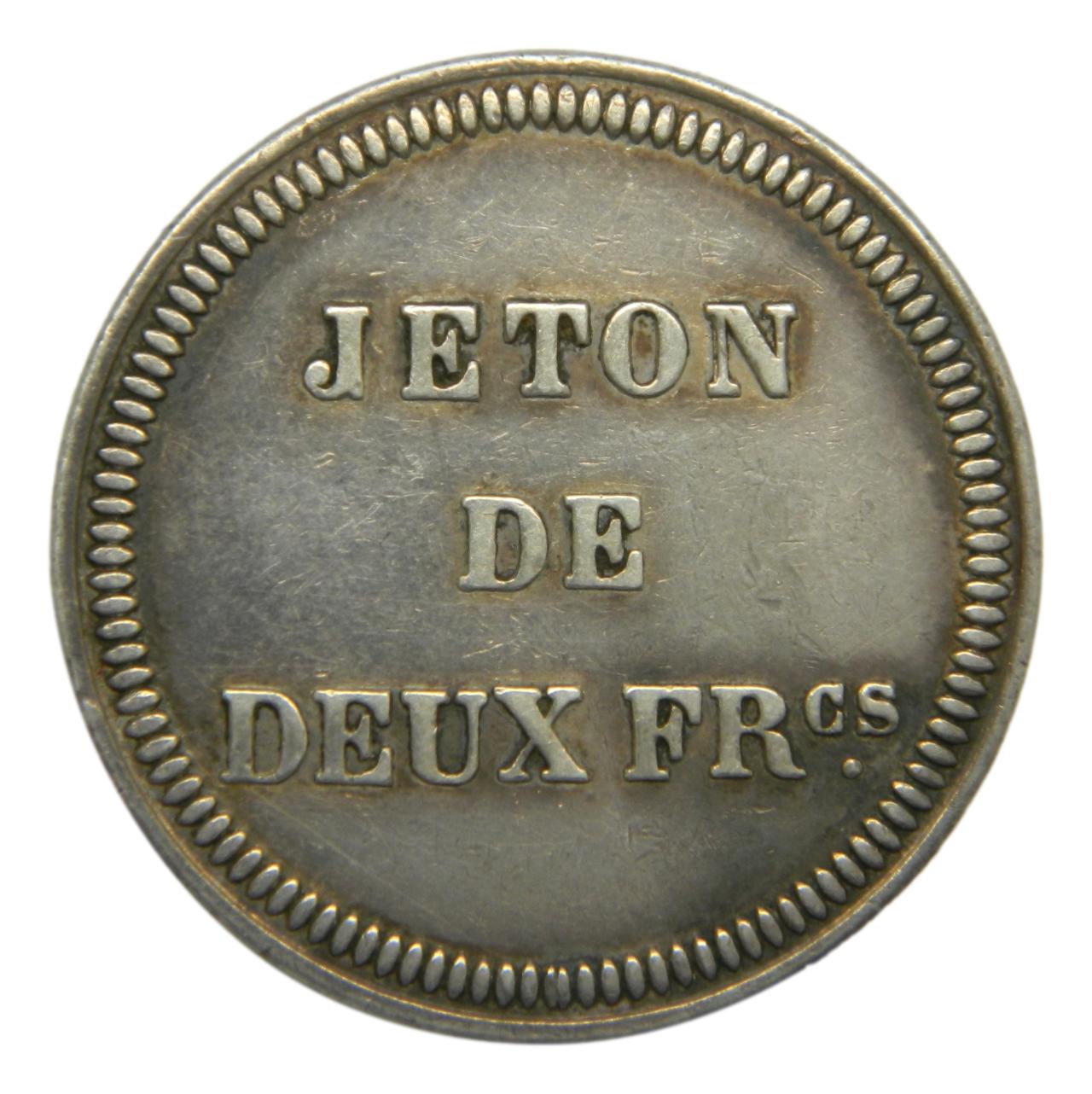 1863 - MONACO - DEUX FRANCS - CASINO JETON - S9/782