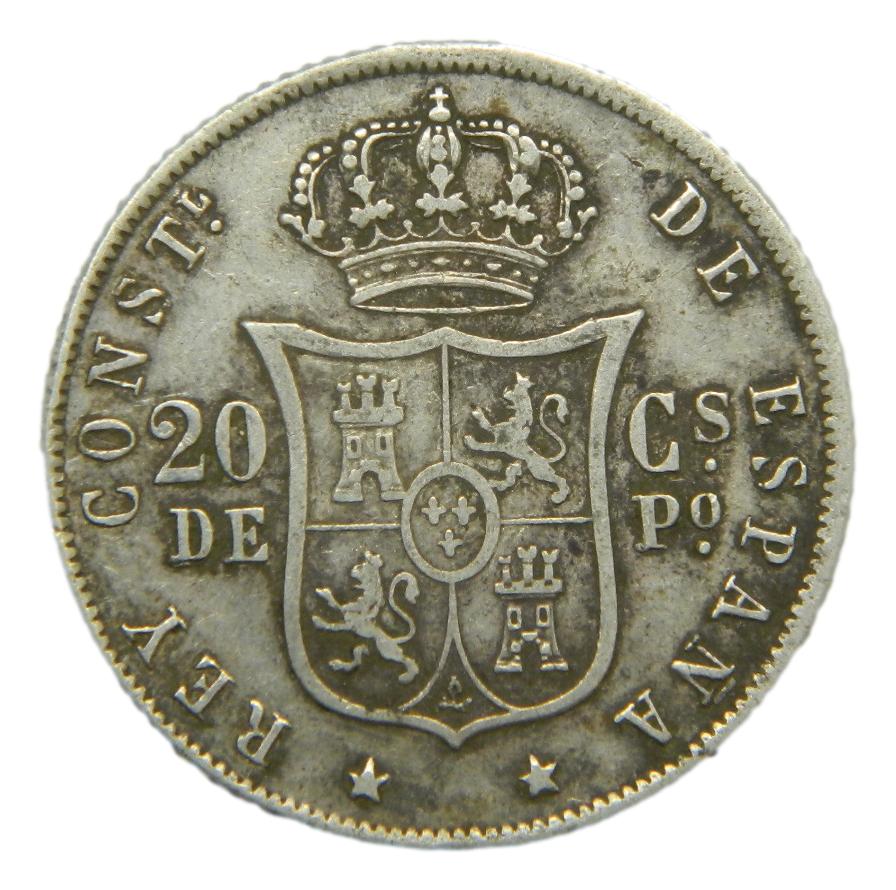 1885 - ALFONSO XII - 20 CENTAVOS DE PESO - MANILA - MBC