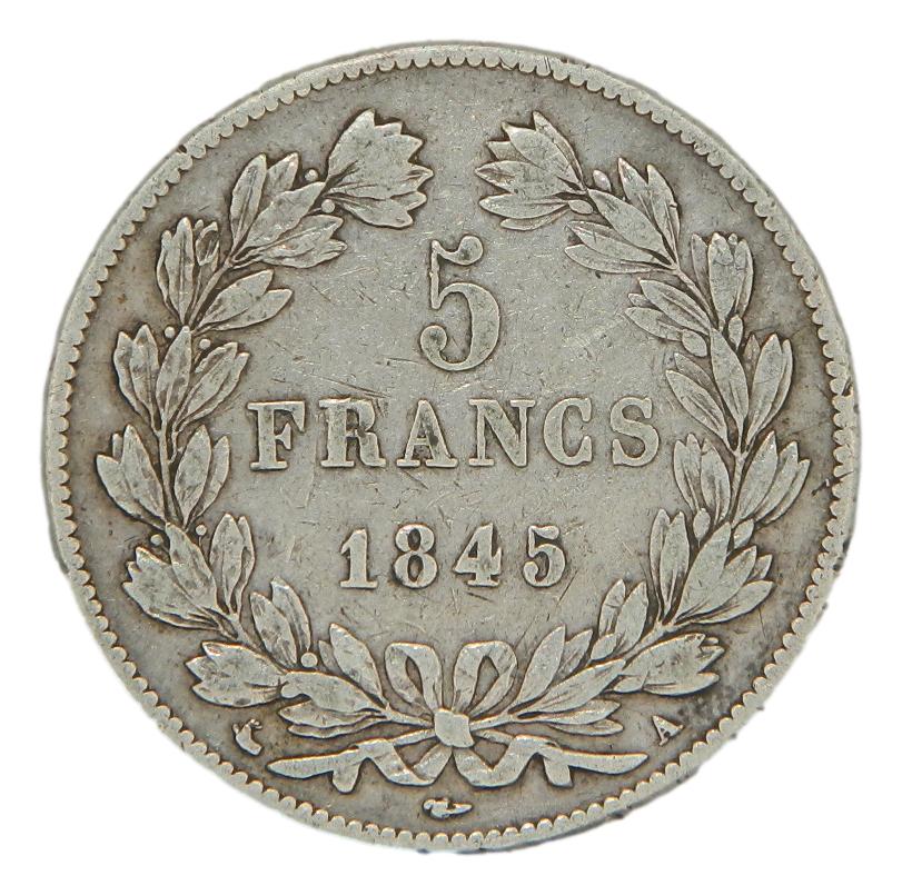 1845 A - FRANCIA  - 5 FRANCS - PARIS - PLATA