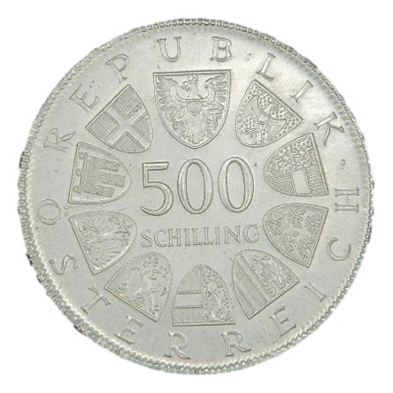 1980 - AUSTRIA - 500 SCHILLING - HENRI DUNANT - PLATA