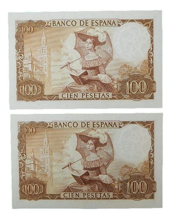1965 - ESPAÑA - PAREJA BILLETES - 100 PESETAS - BECQUER - SC-