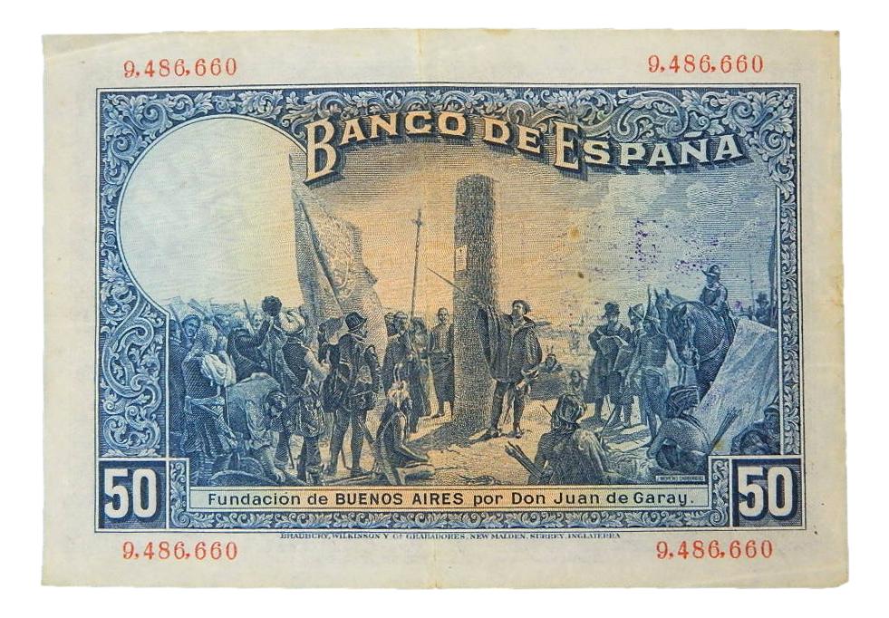 1927 - ESPAÑA - BILLETE - 50 PESETAS - CON SELLO - MBC-