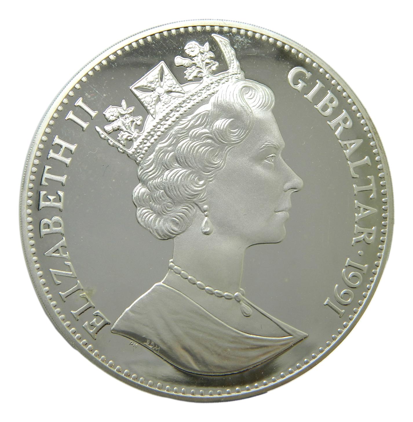 1991 - GIBRALTAR - 5 ECU - 5 ONZAS PLATA - XXV OLIMPIADA BARCELONA