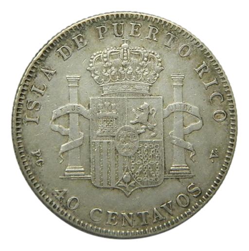1896 - ALFONSO XIII - 40 CENTAVOS DE PESO - PUERTO RICO - PGV