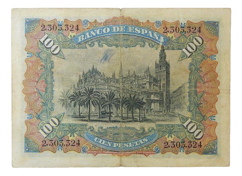 1907 - ESPAÑA  - BILLETE - 100 PESETAS - BC-