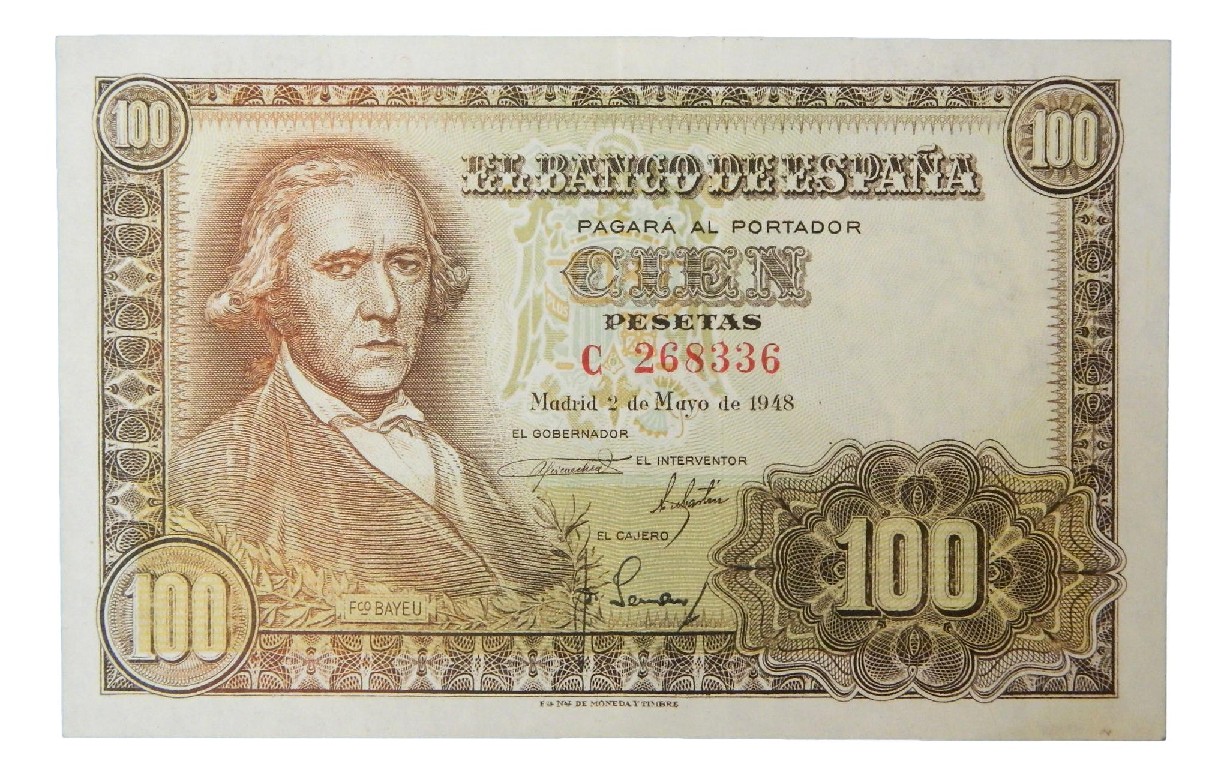 1948 - ESPAÑA - BILLETE - 100 PESETAS - SERIE C - MBC+