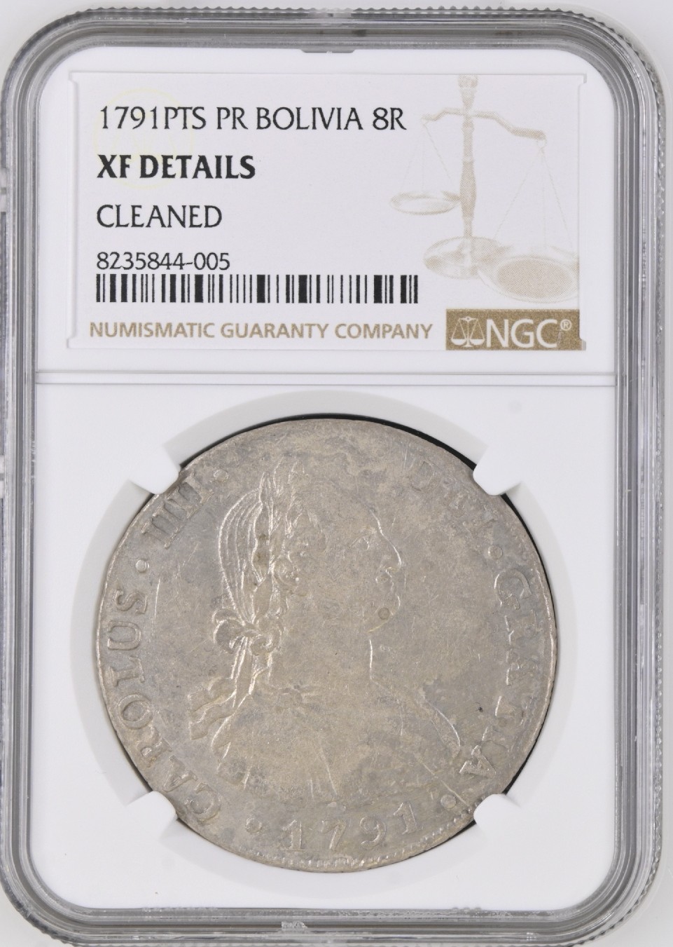 1791 PR - CARLOS IV - 8 REALES - POTOSI - NGC