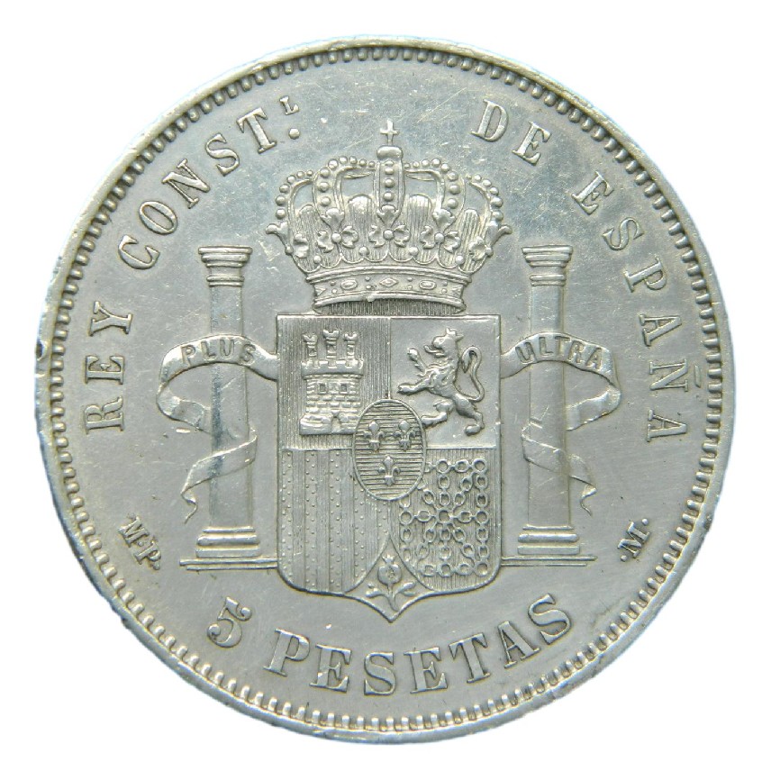 1885 *18-87 - ALFONSO XII - 5 PESETAS - MPM - MBC