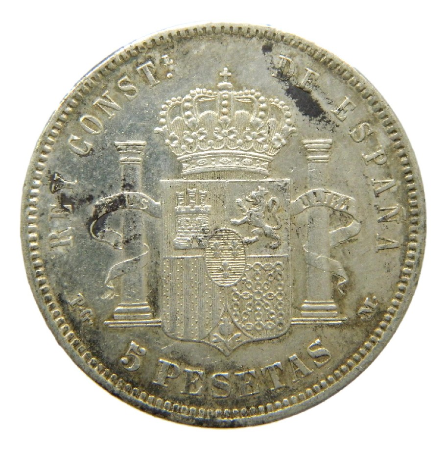 1891 *18-91 - ALFONSO XIII - 5 PESETAS - PGM - EBC-
