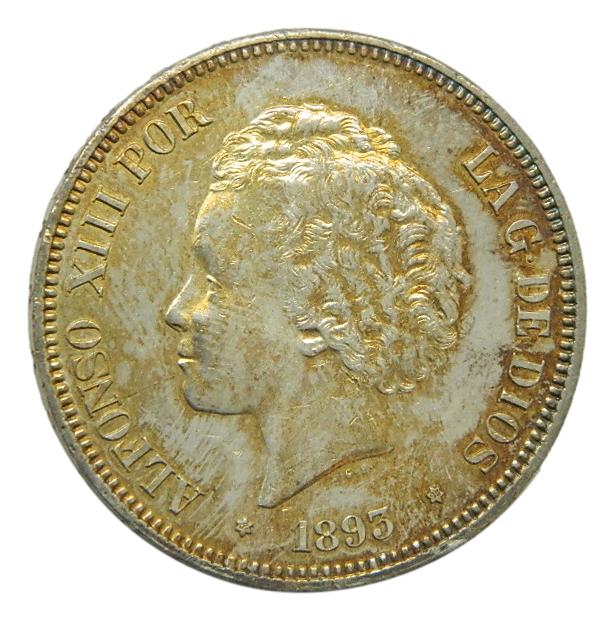 1893 *18-93 - ALFONSO XIII - 5 PESETAS - PGL - EBC+